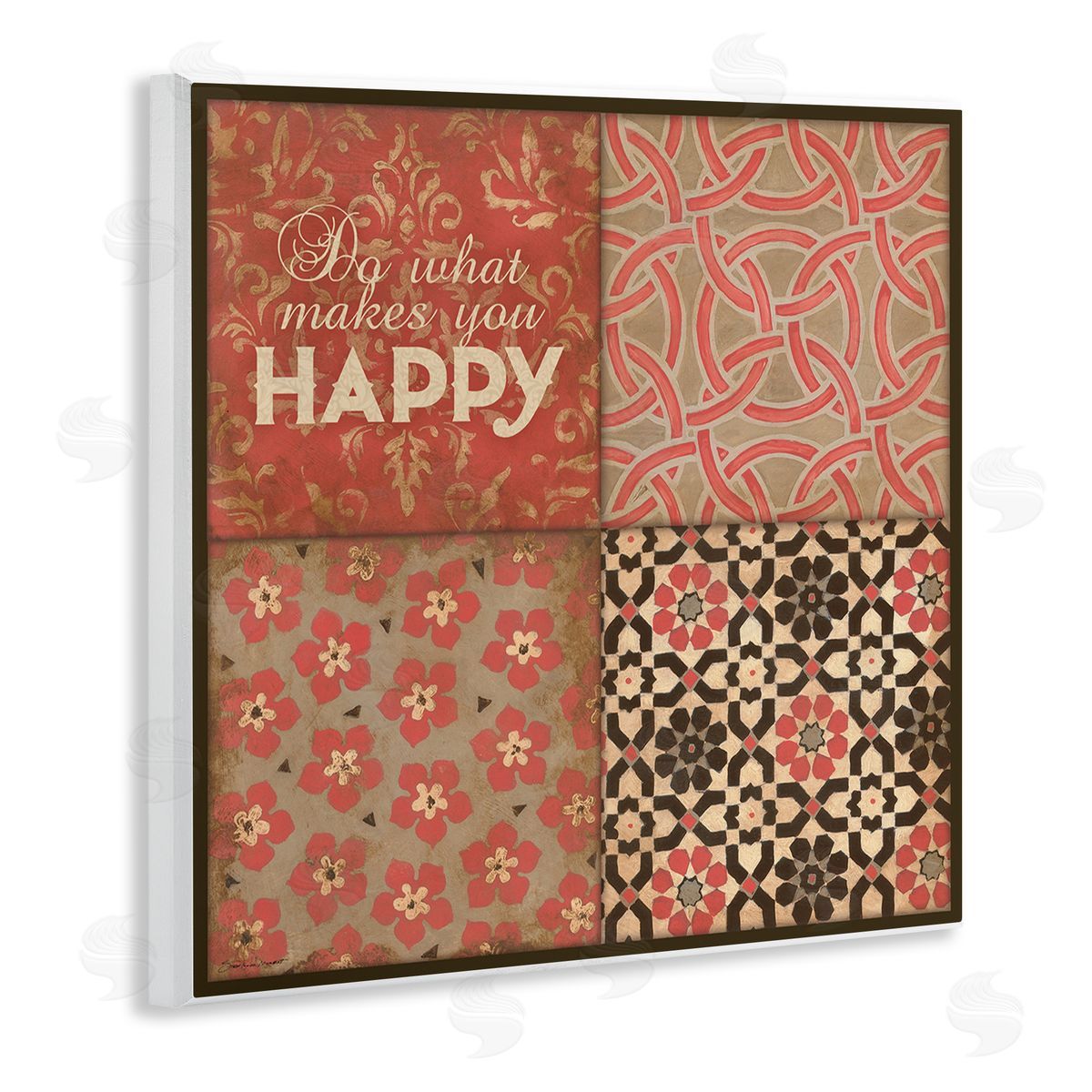 Stephanie Workman Marrott Do What Makes You Happy Vintage Red Patterns Wooden Wall Plaque Art Print