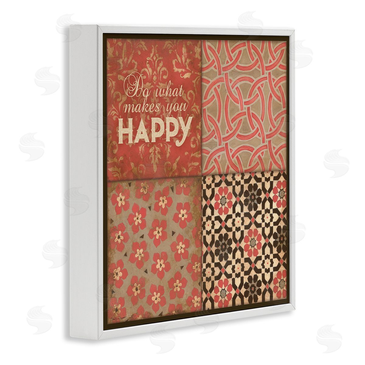 Stephanie Workman Marrott Do What Makes You Happy Vintage Red Patterns White Framed Glicee Wall Art Print