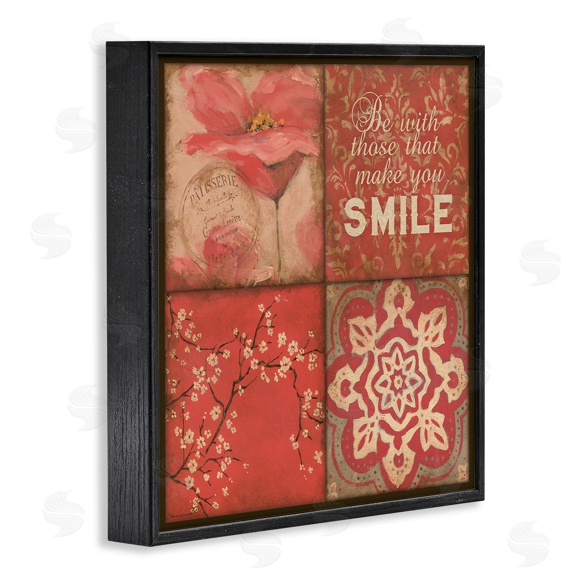 Stephanie Workman Marrott Make You Smile Phrase Vintage Red Parisian Patterns Black Framed Glicee Wall Art Print