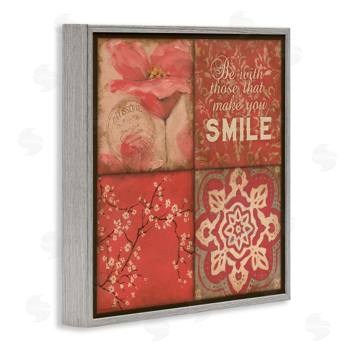 Stephanie Workman Marrott Make You Smile Phrase Vintage Red Parisian Patterns Gray Framed Glicee Wall Art Print