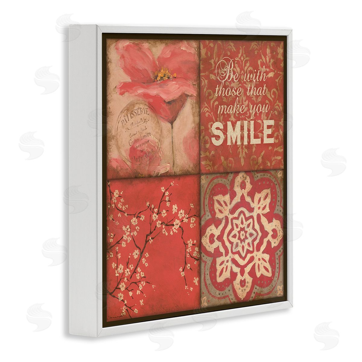 Stephanie Workman Marrott Make You Smile Phrase Vintage Red Parisian Patterns White Framed Glicee Wall Art Print