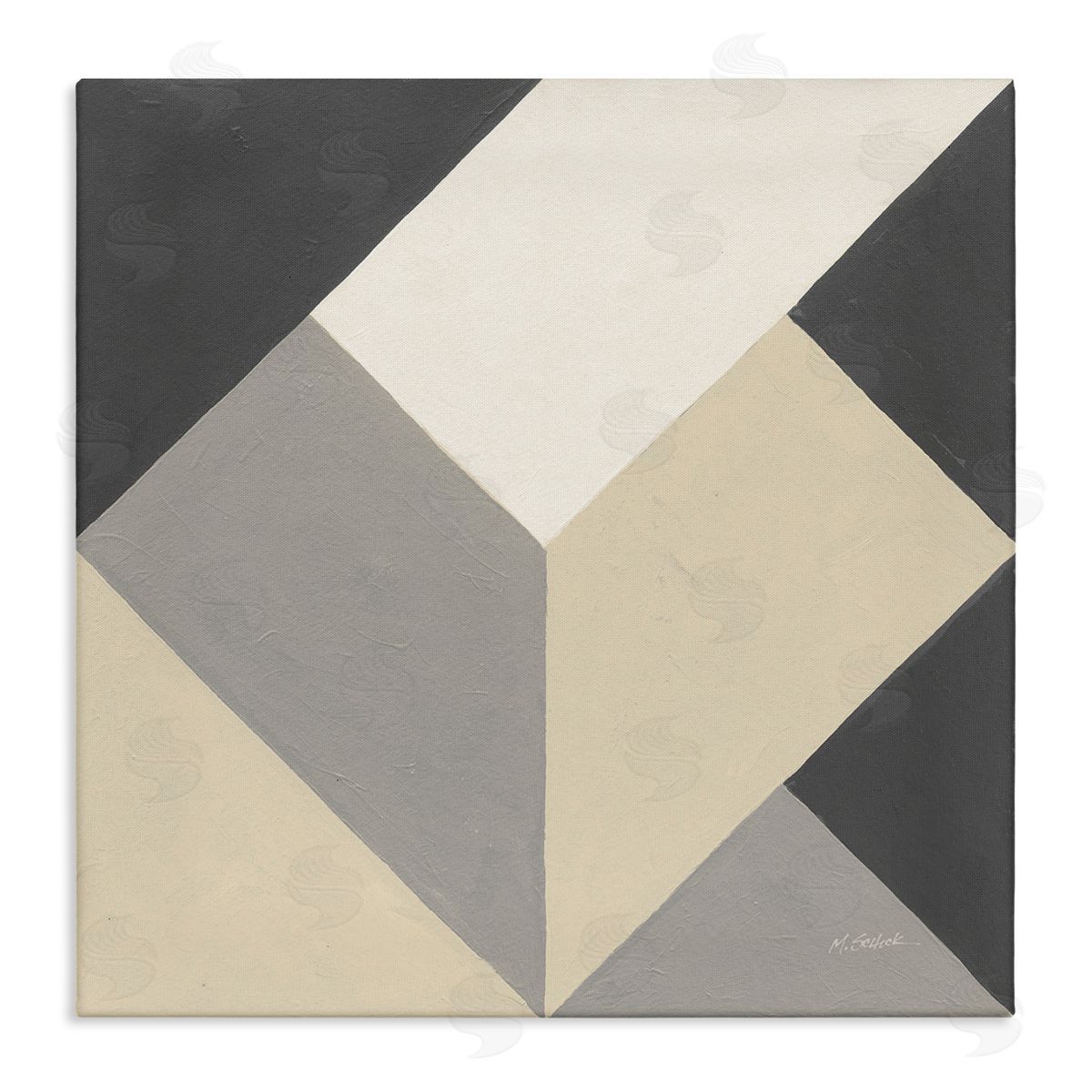 Mike Schick Geometric Shape Arrangement Abstract Grey Beige Heart Stretched Canvas Wall Art Print