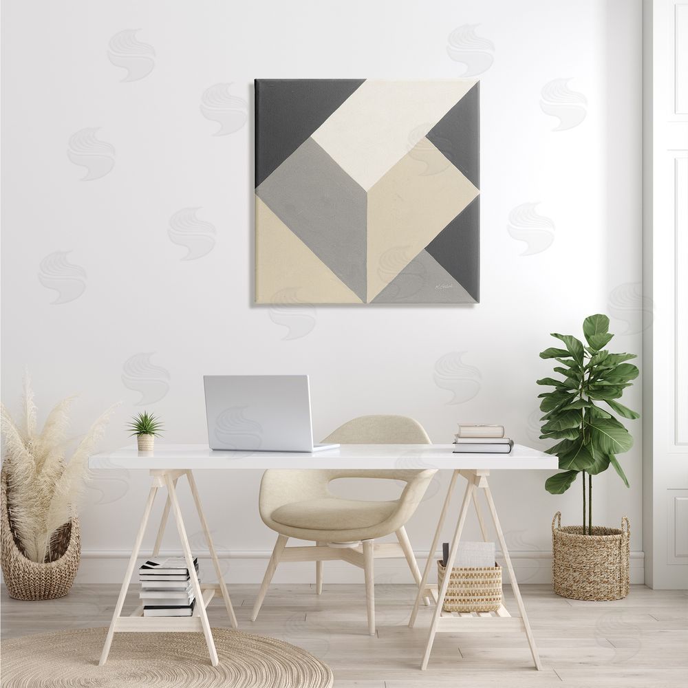 Mike Schick Geometric Shape Arrangement Abstract Grey Beige Heart Canvas Wall Art in Room