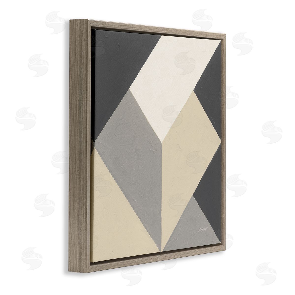 Mike Schick Geometric Shape Arrangement Abstract Grey Beige Heart Brown Floating Frame Canvas Wall Art Print