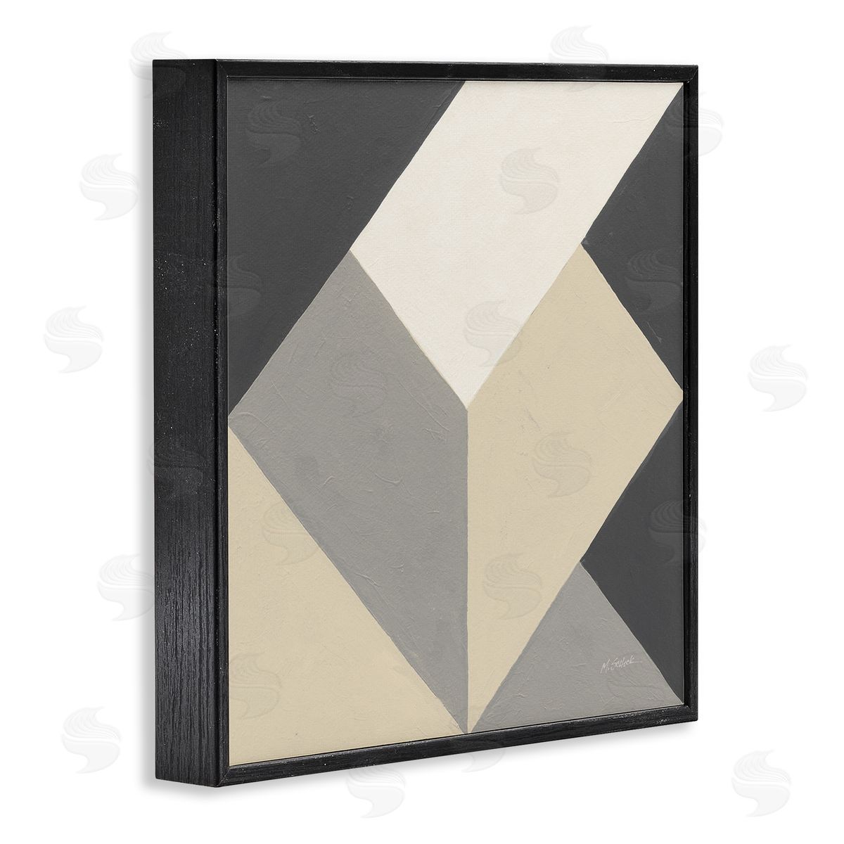 Mike Schick Geometric Shape Arrangement Abstract Grey Beige Heart Black Framed Glicee Wall Art Print