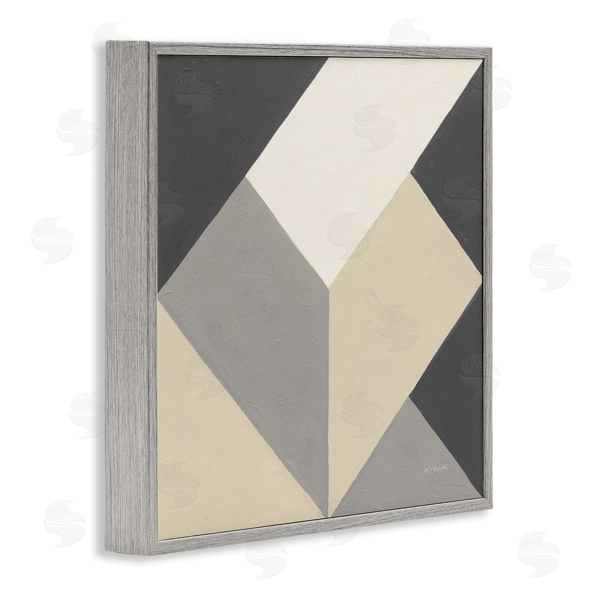 Mike Schick Geometric Shape Arrangement Abstract Grey Beige Heart Gray Framed Glicee Wall Art Print