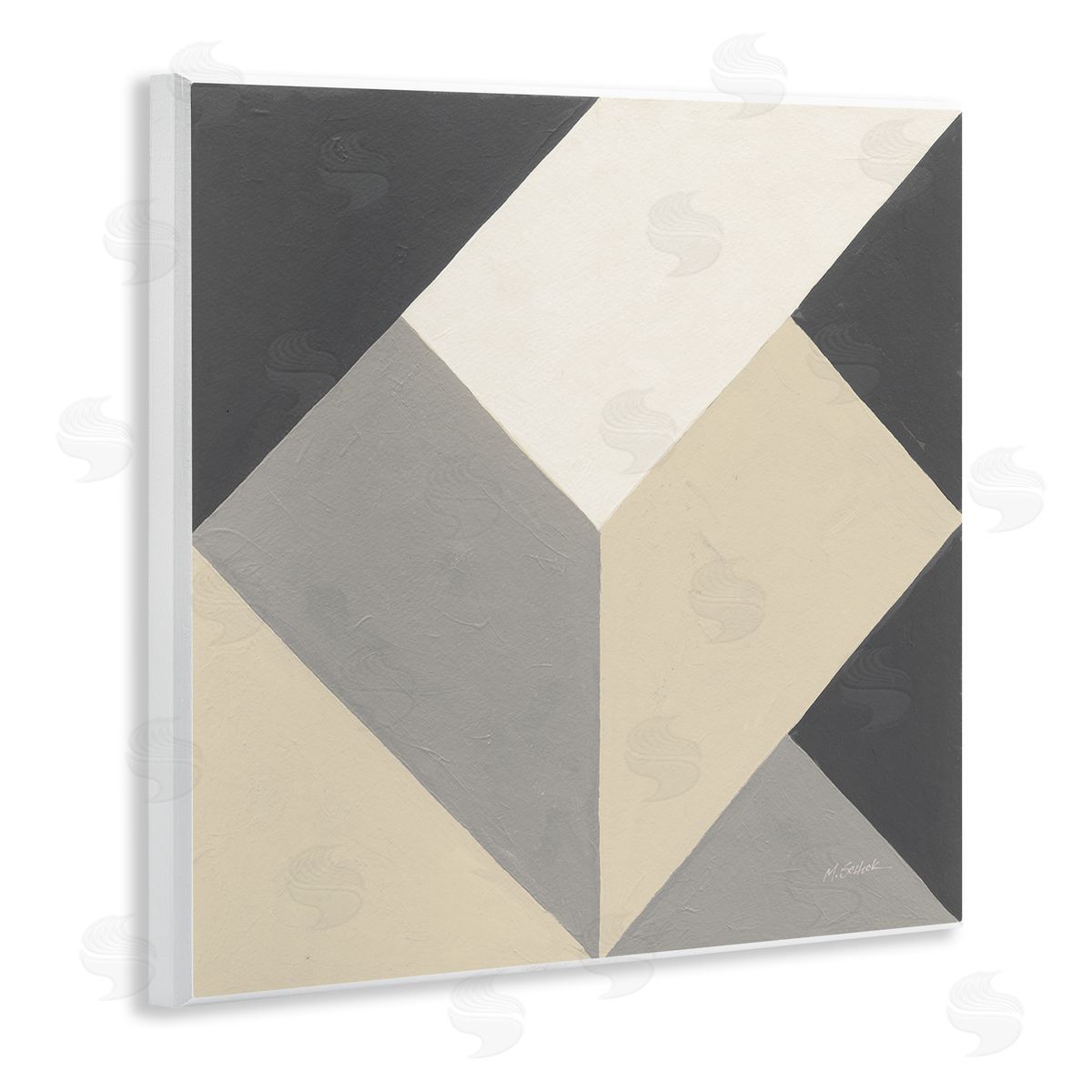 Mike Schick Geometric Shape Arrangement Abstract Grey Beige Heart Wooden Wall Plaque Art Print