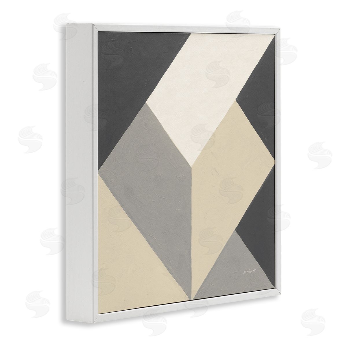 Mike Schick Geometric Shape Arrangement Abstract Grey Beige Heart White Framed Glicee Wall Art Print