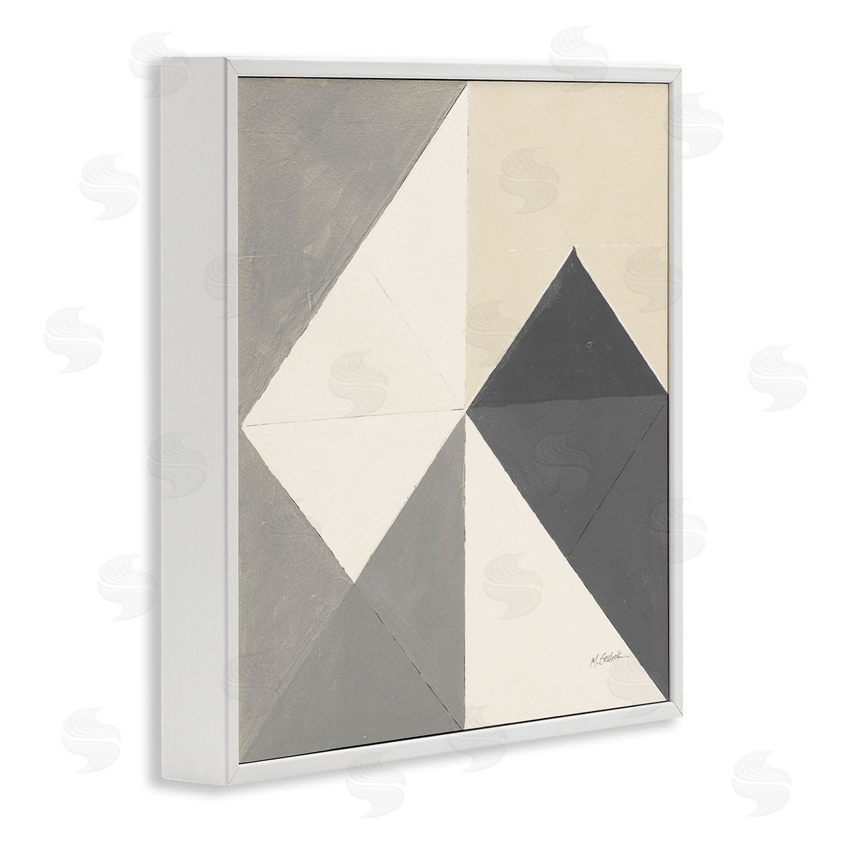 Mike Schick Vintage Geometric Shapes Abstract Arrangement Beige Grey White Framed Glicee Wall Art Print