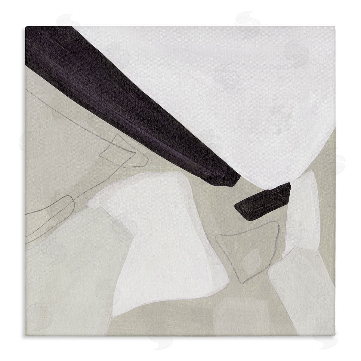 Melissa Wang Abstract Neutral Shapes Black Tan Modern Living Room Stretched Canvas Wall Art Print