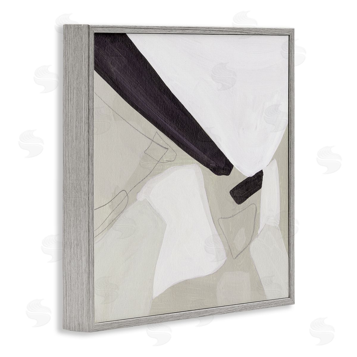 Melissa Wang Abstract Neutral Shapes Black Tan Modern Living Room Gray Framed Glicee Wall Art Print
