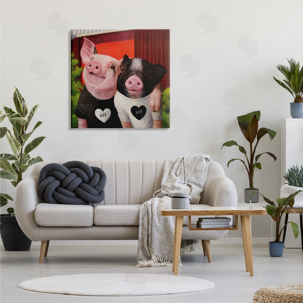 Lucia Heffernan Best Friends Forever Farm Pigs Happy Fun Animals Canvas Wall Art in Room