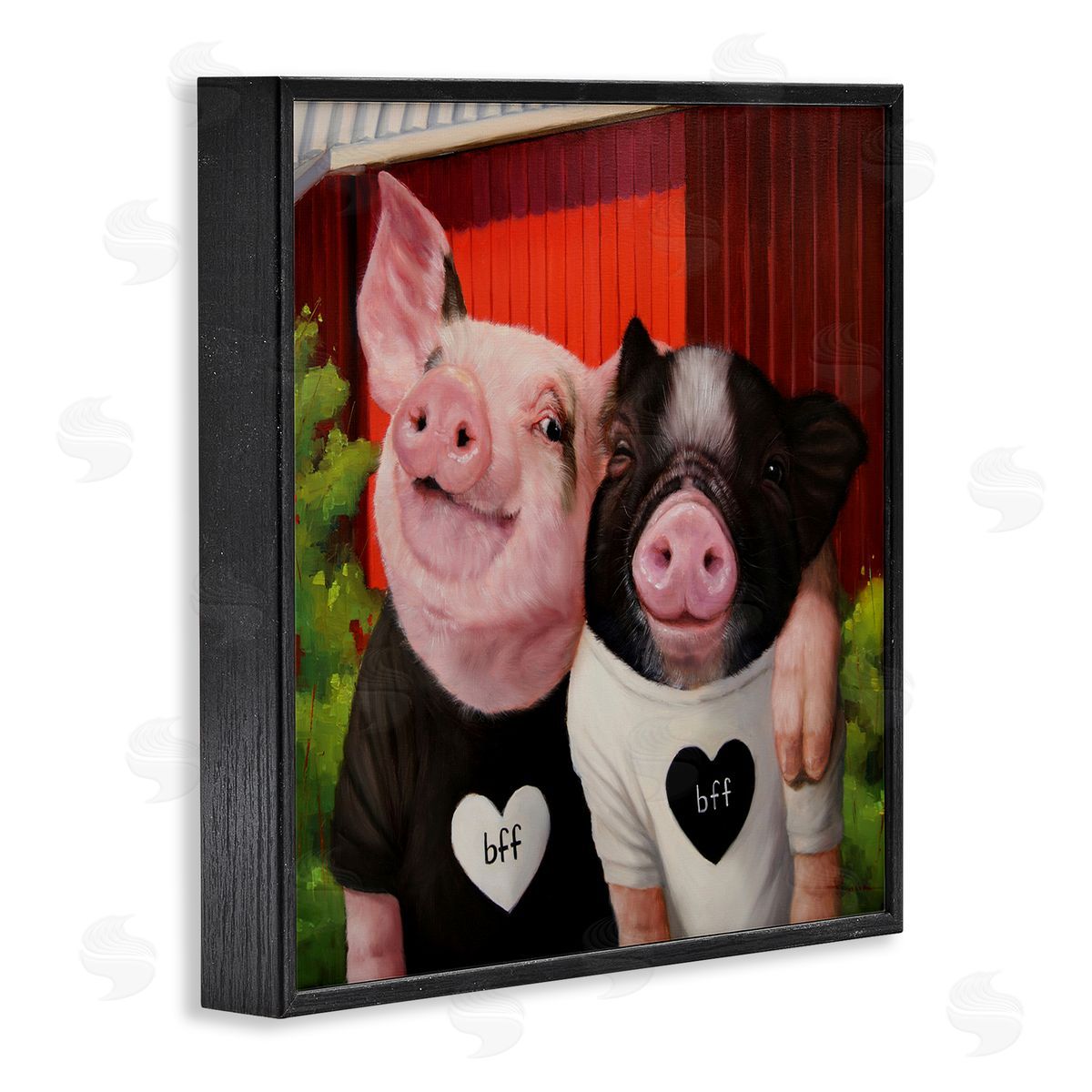 Lucia Heffernan Best Friends Forever Farm Pigs Happy Fun Animals Black Framed Glicee Wall Art Print