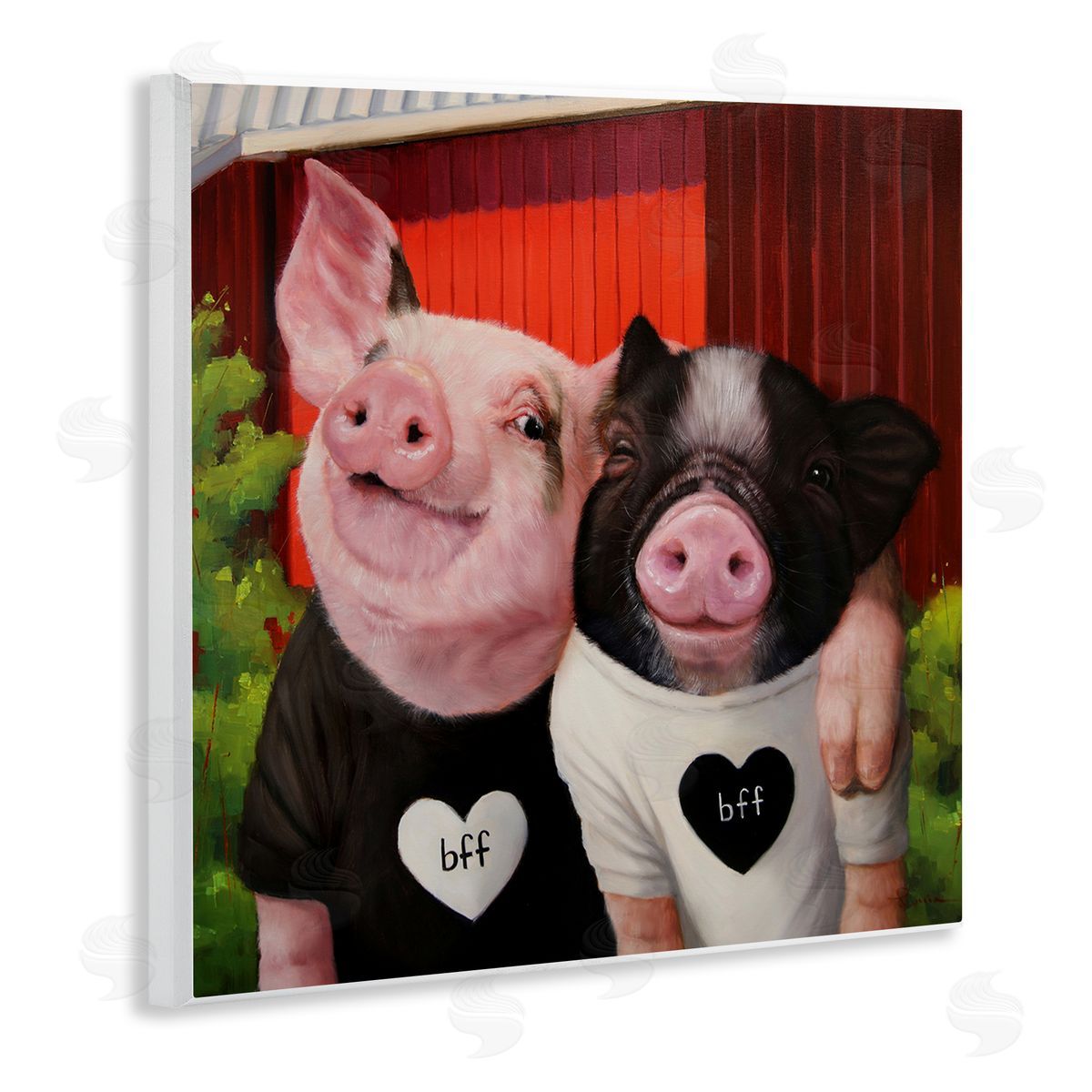 Lucia Heffernan Best Friends Forever Farm Pigs Happy Fun Animals Wooden Wall Plaque Art Print