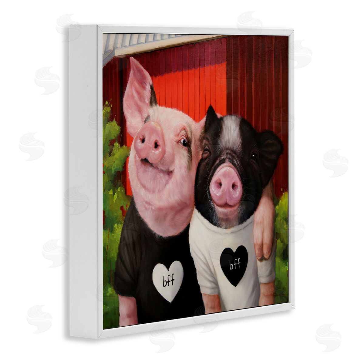 Lucia Heffernan Best Friends Forever Farm Pigs Happy Fun Animals White Framed Glicee Wall Art Print