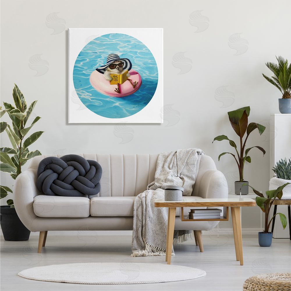 Lucia Heffernan Bird Reading Book Pool Float Beverly Hills Sun Hat Canvas Wall Art in Room