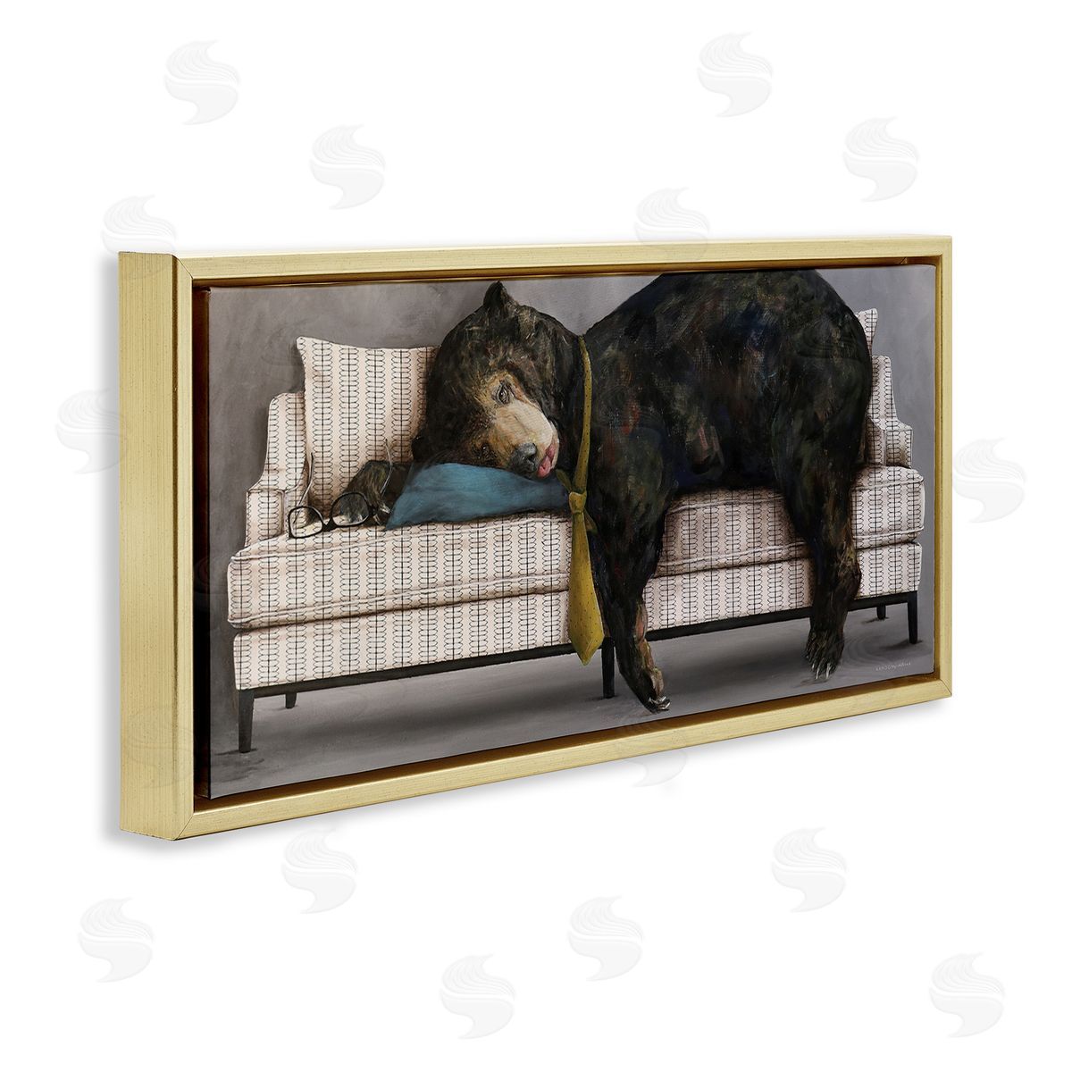 Kamdon Kreations Exhausted Papa Bear Sleeping Business Tie Modern Couch