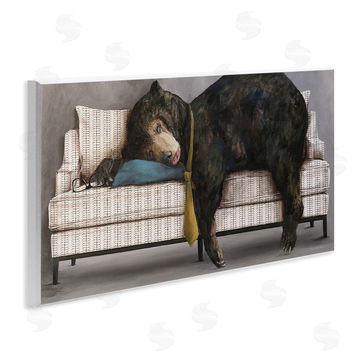 Kamdon Kreations Exhausted Papa Bear Sleeping Business Tie Modern Couch