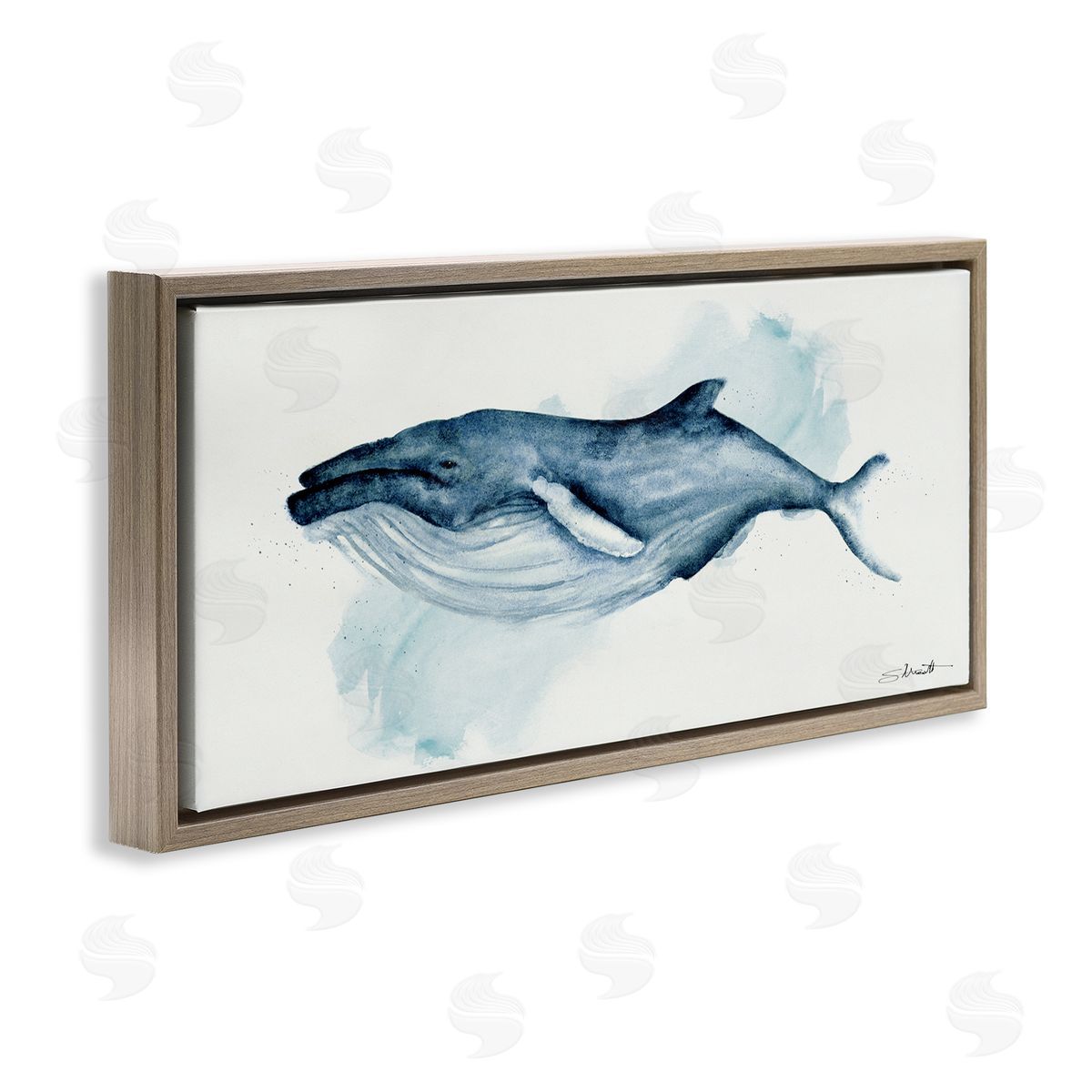 Stephanie Workman Marrott Serene Humpback Whale Watercolor Painting Blue Nautical Animal