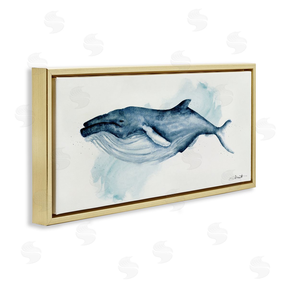 Stephanie Workman Marrott Serene Humpback Whale Watercolor Painting Blue Nautical Animal