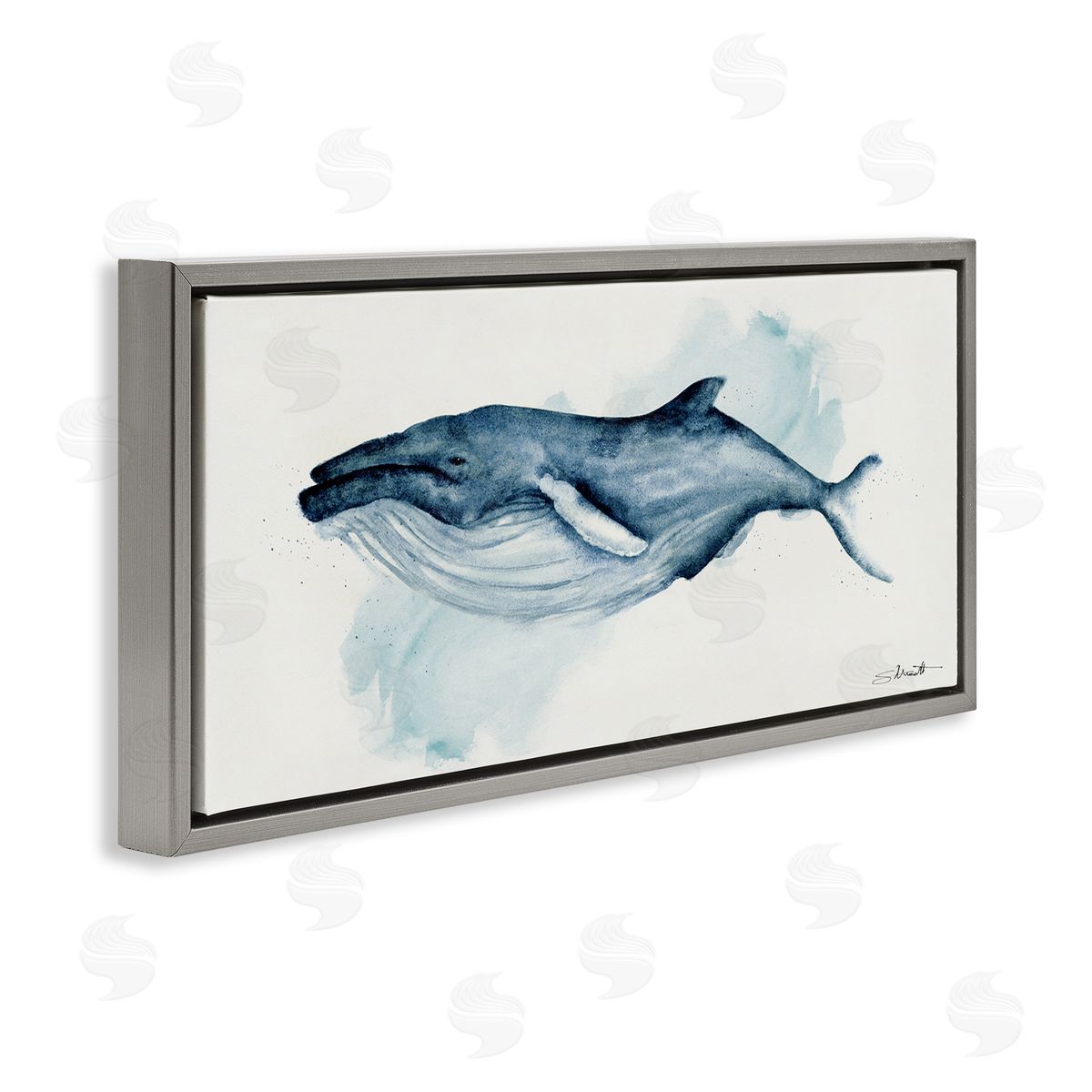 Stephanie Workman Marrott Serene Humpback Whale Watercolor Painting Blue Nautical Animal