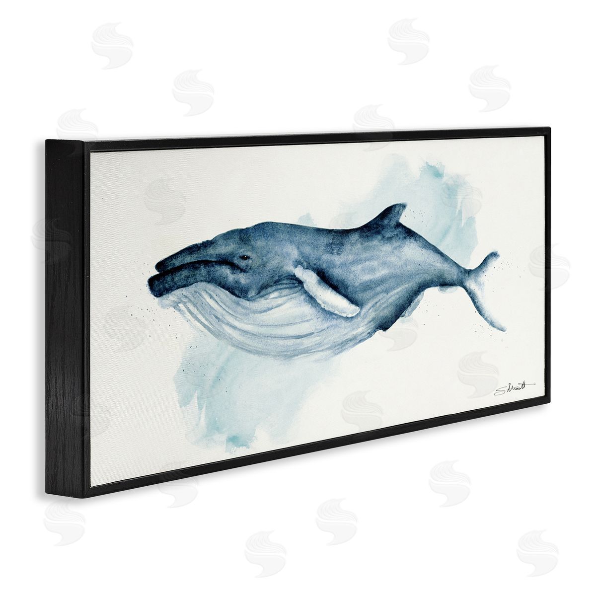 Stephanie Workman Marrott Serene Humpback Whale Watercolor Painting Blue Nautical Animal