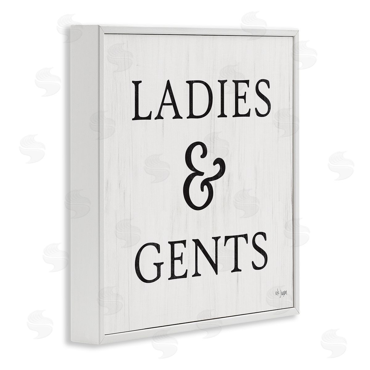 Jaxn Blvd. Ladies & Gents Bathroom Sign Country Grain Pattern White Framed Glicee Wall Art Print