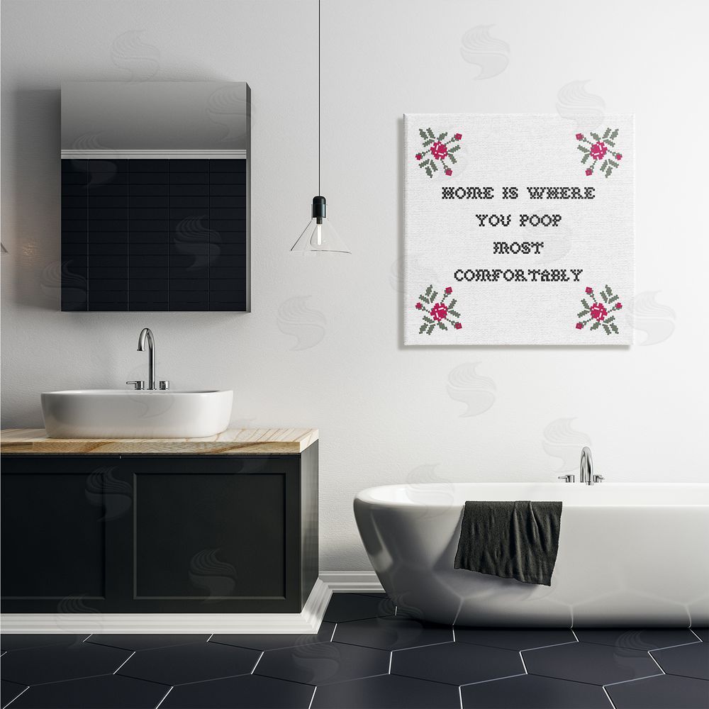 Stupell Studio Home Where You Poop Most Comfortably Funny Bathroom Canvas Wall Art in Room