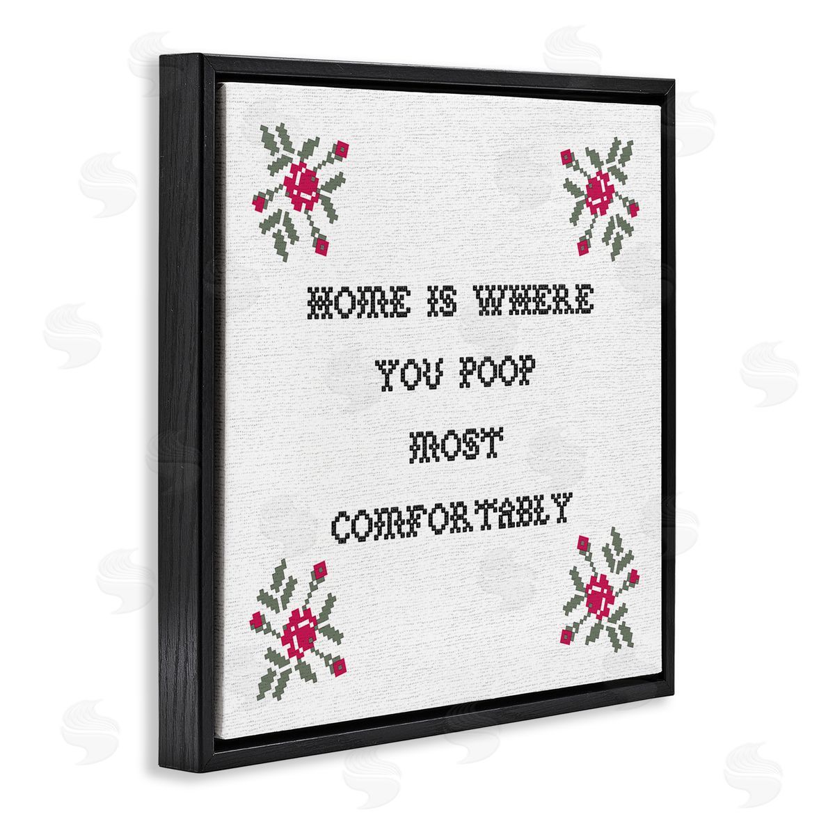 Stupell Studio Home Where You Poop Most Comfortably Funny Bathroom Black Floating Frame Canvas Wall Art Print