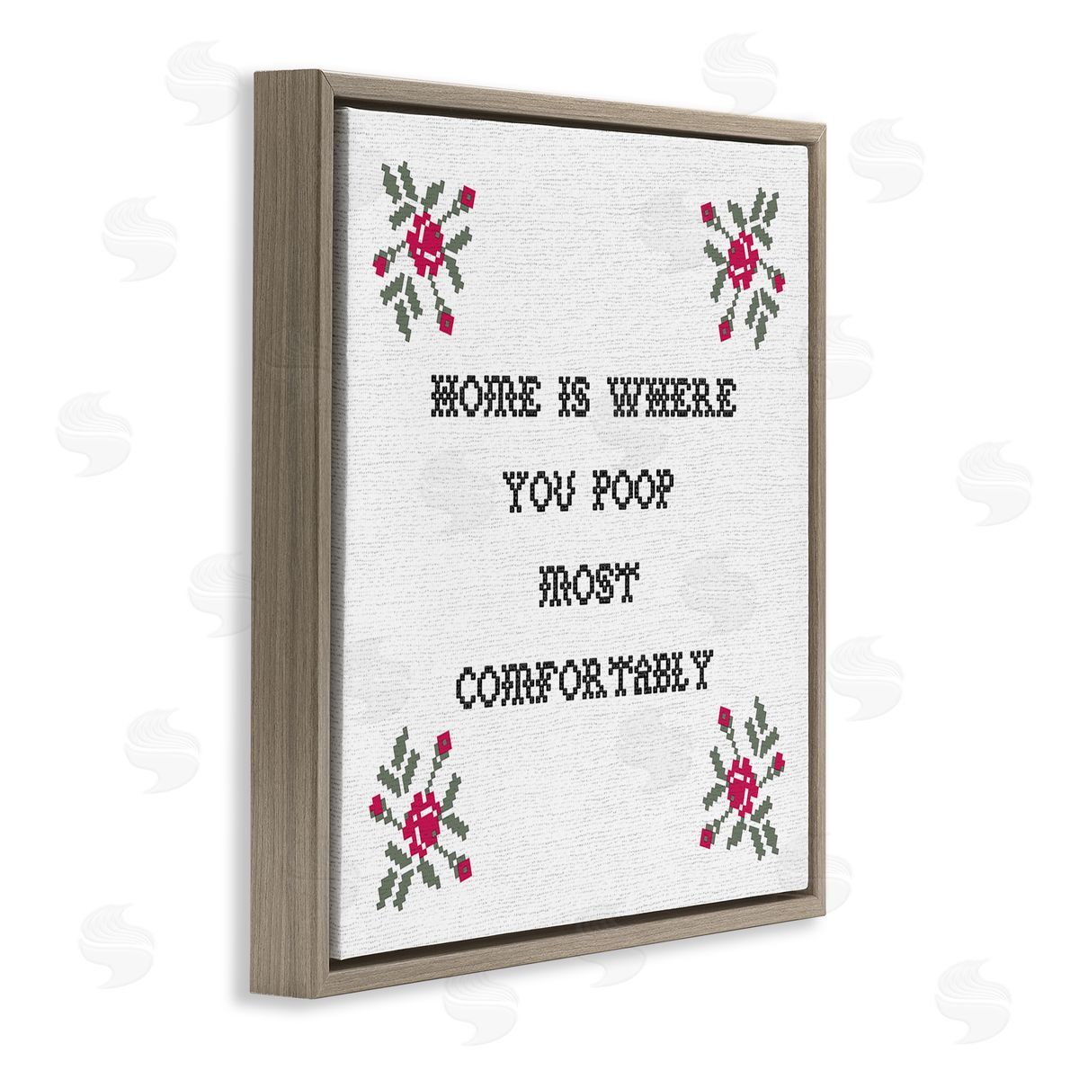 Stupell Studio Home Where You Poop Most Comfortably Funny Bathroom Brown Floating Frame Canvas Wall Art Print