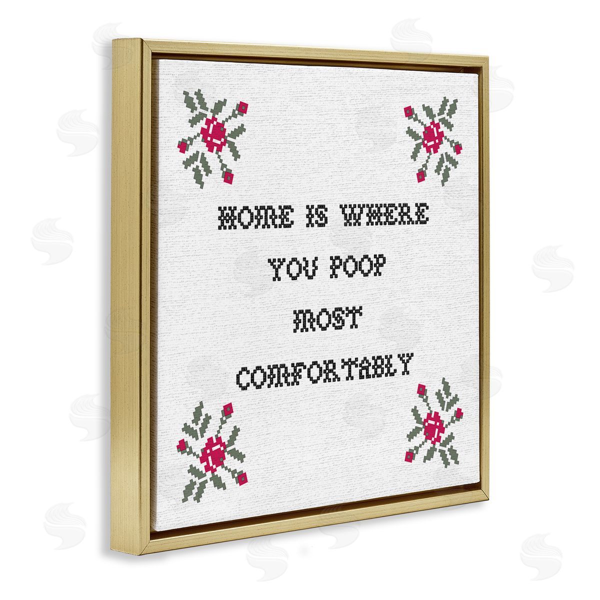 Stupell Studio Home Where You Poop Most Comfortably Funny Bathroom Gold Floating Frame Canvas Wall Art Print