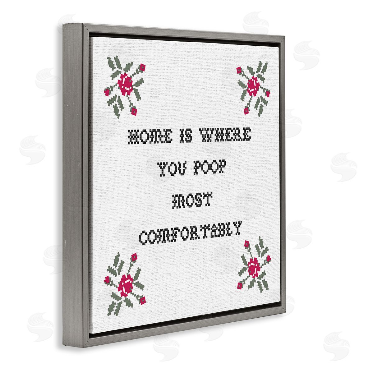 Stupell Studio Home Where You Poop Most Comfortably Funny Bathroom Gray Floating Frame Canvas Wall Art Print