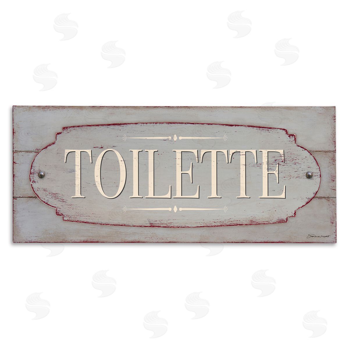 Stephanie Workman Marrott Rustic Toilette Sign fr_sideench Farmhouse Traditional Grain Pattern