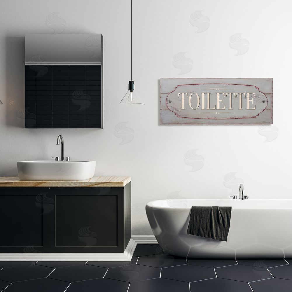 Stephanie Workman Marrott Rustic Toilette Sign fr_sideench Farmhouse Traditional Grain Pattern