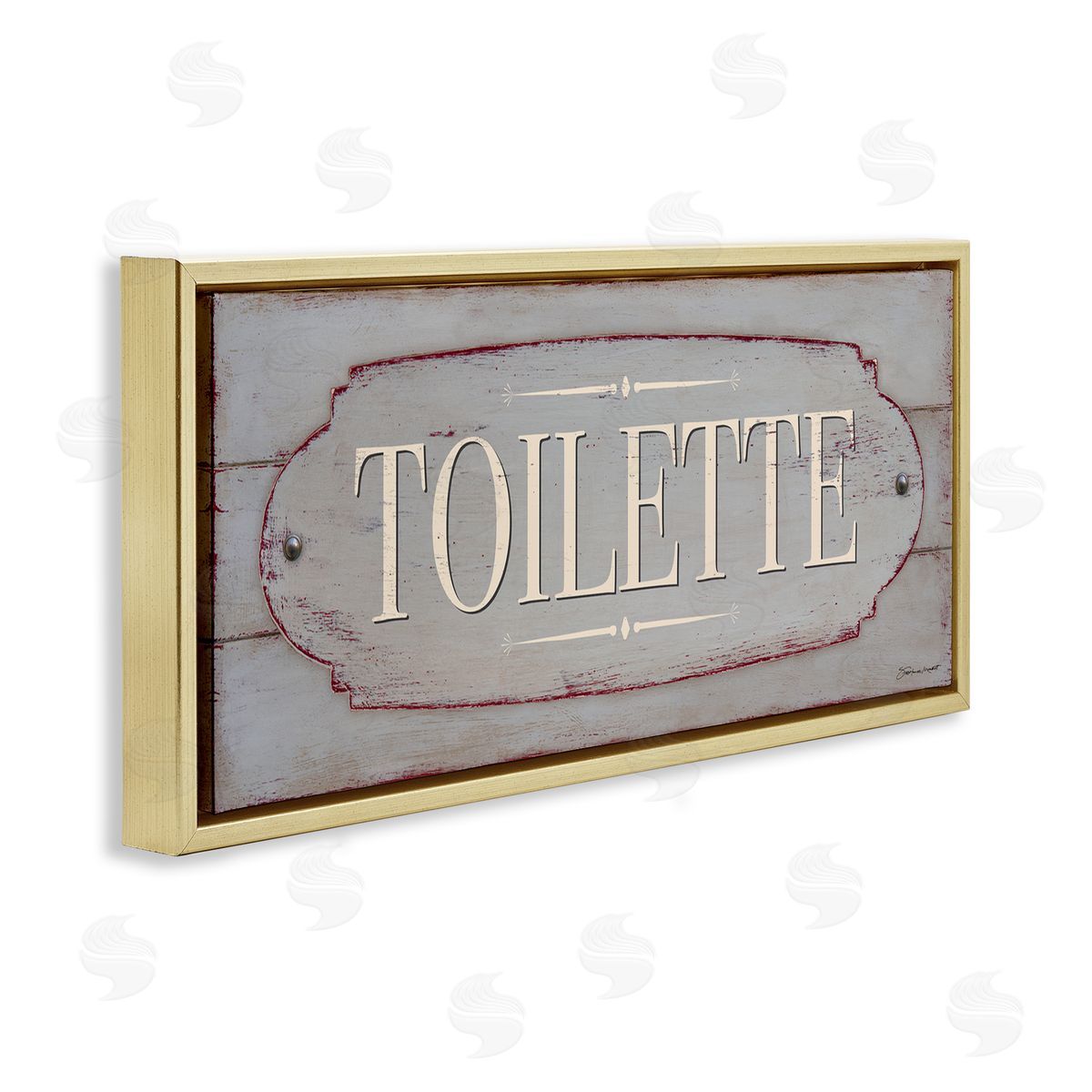 Stephanie Workman Marrott Rustic Toilette Sign fr_sideench Farmhouse Traditional Grain Pattern