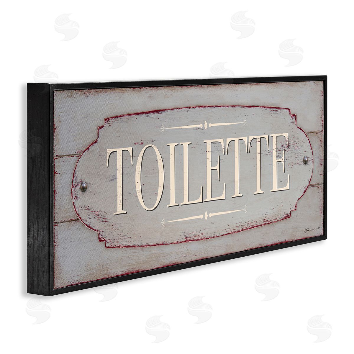 Stephanie Workman Marrott Rustic Toilette Sign fr_sideench Farmhouse Traditional Grain Pattern