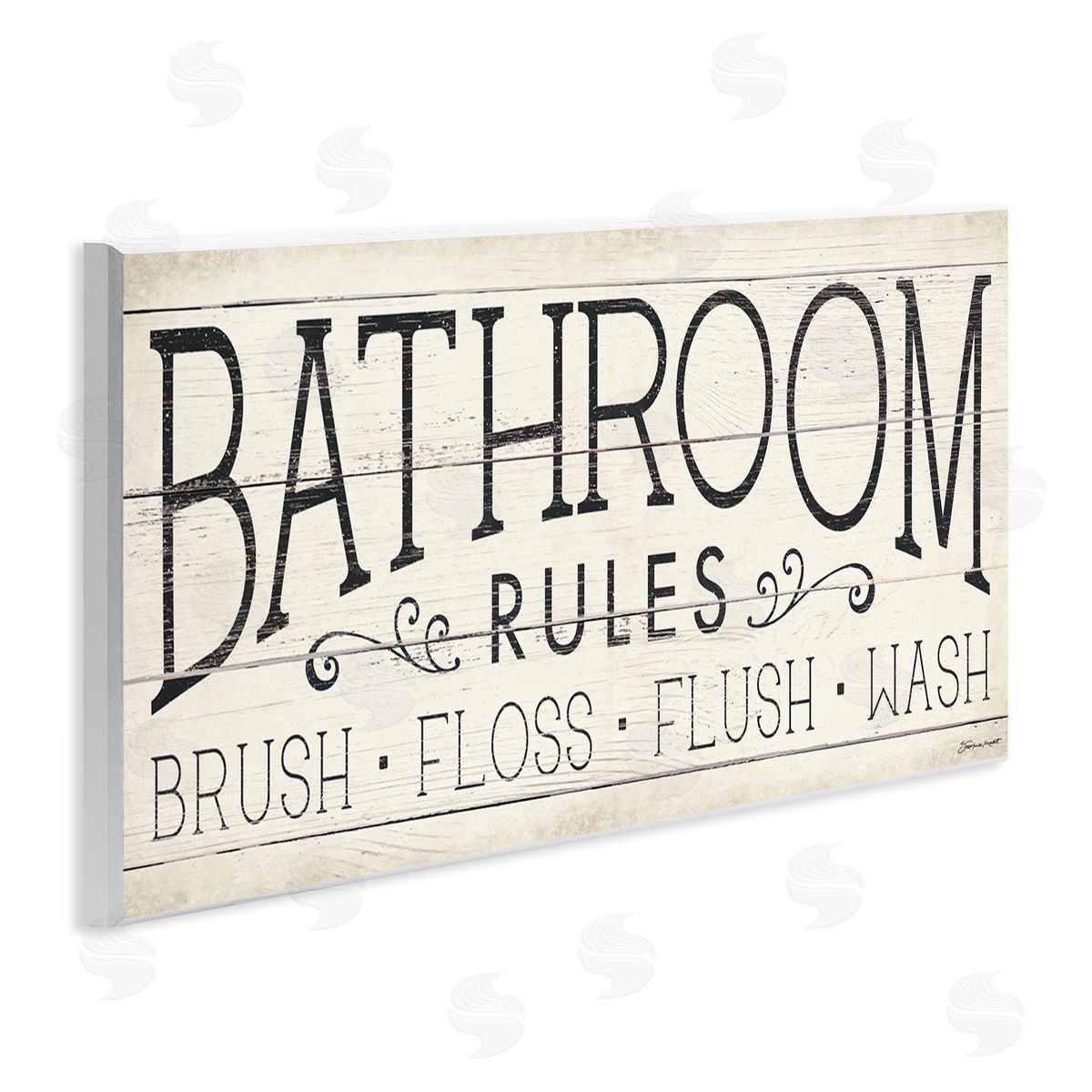 Stephanie Workman Marrott Bathroom Rules Rustic Sign Brush Floss Flush Wash