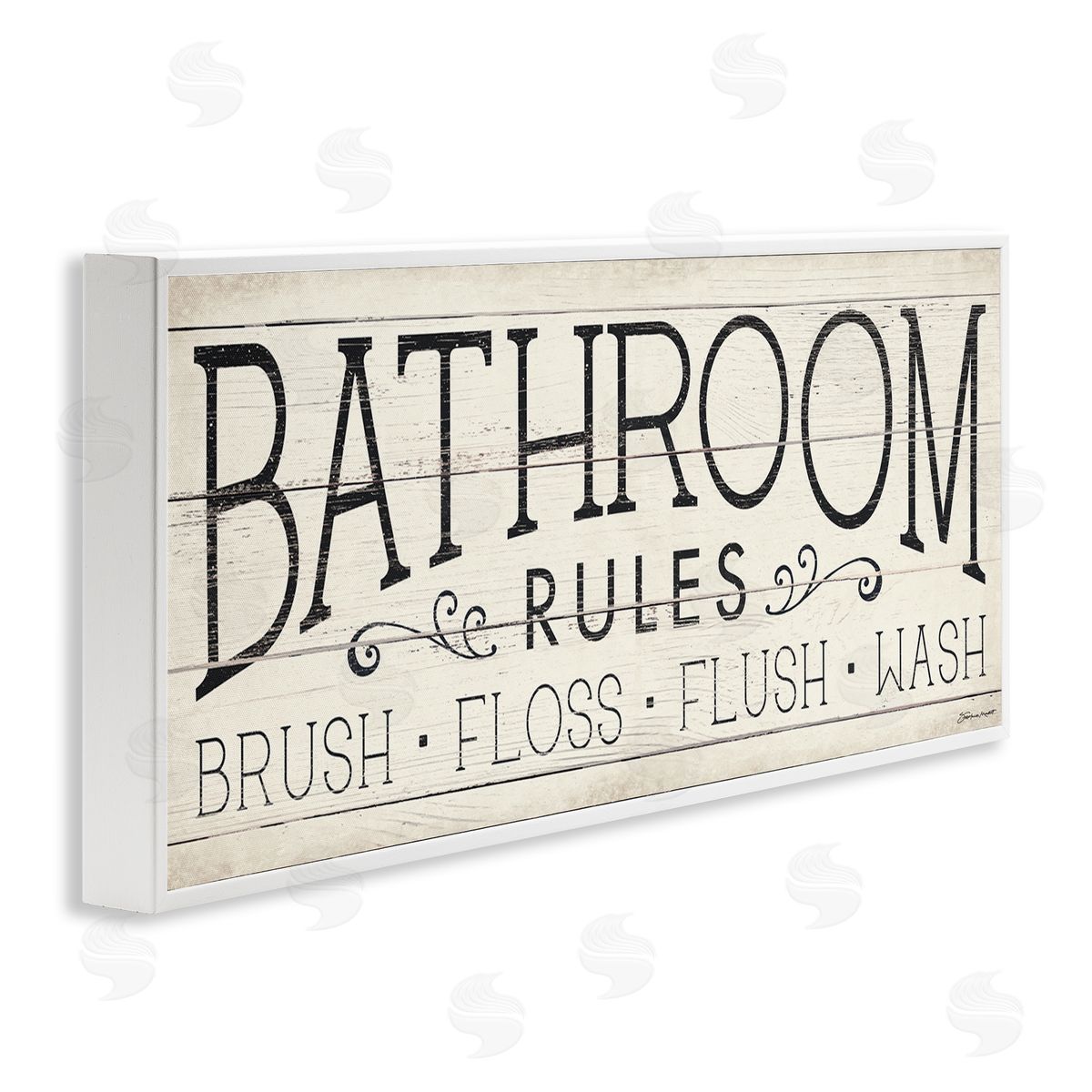 Stephanie Workman Marrott Bathroom Rules Rustic Sign Brush Floss Flush Wash