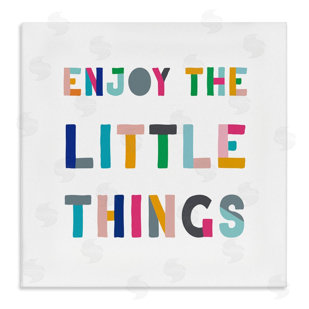 CAD Designs Enjoy Little Things Kids' Motivational Phrase Block Typography Stretched Canvas Wall Art Print