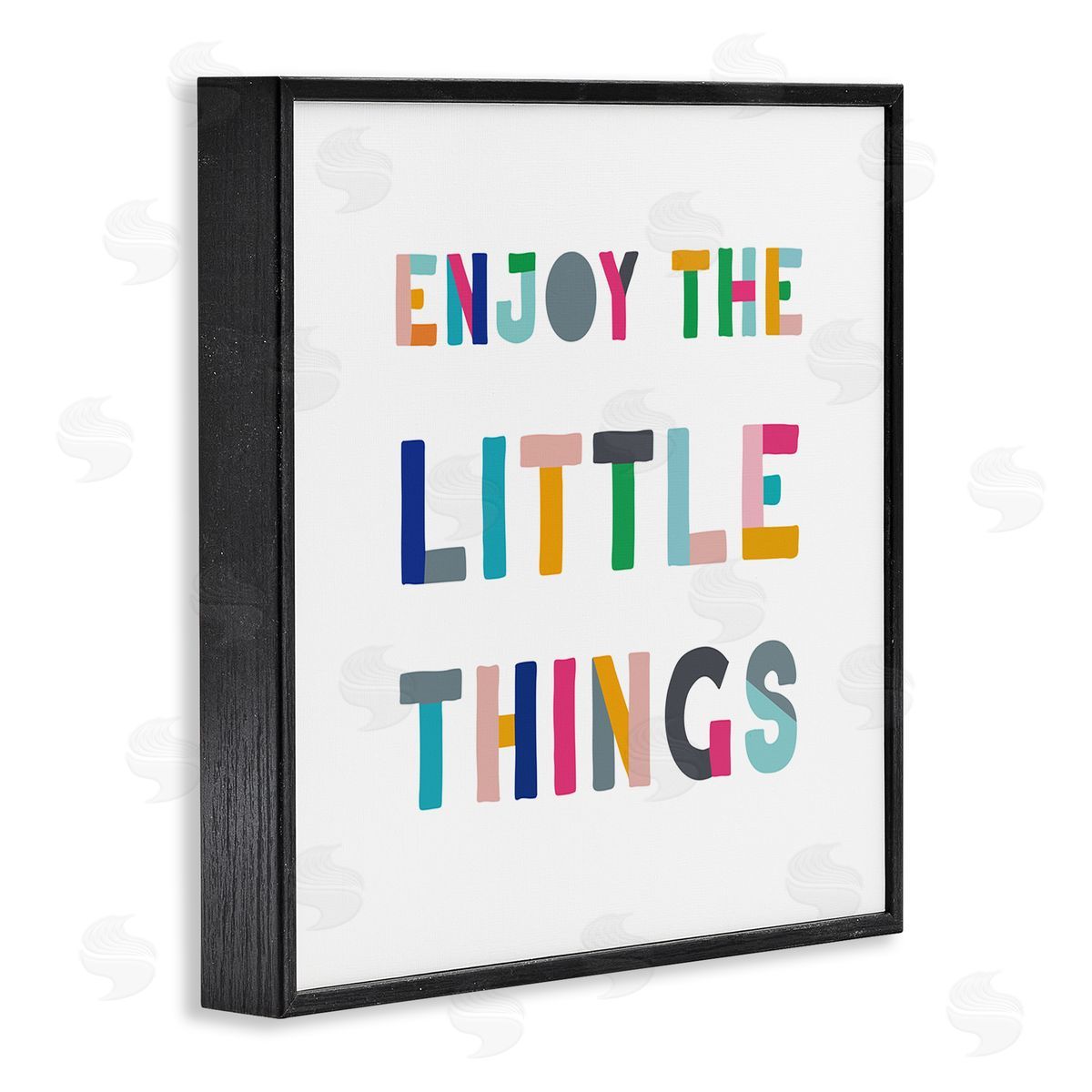 CAD Designs Enjoy Little Things Kids' Motivational Phrase Block Typography Black Framed Glicee Wall Art Print