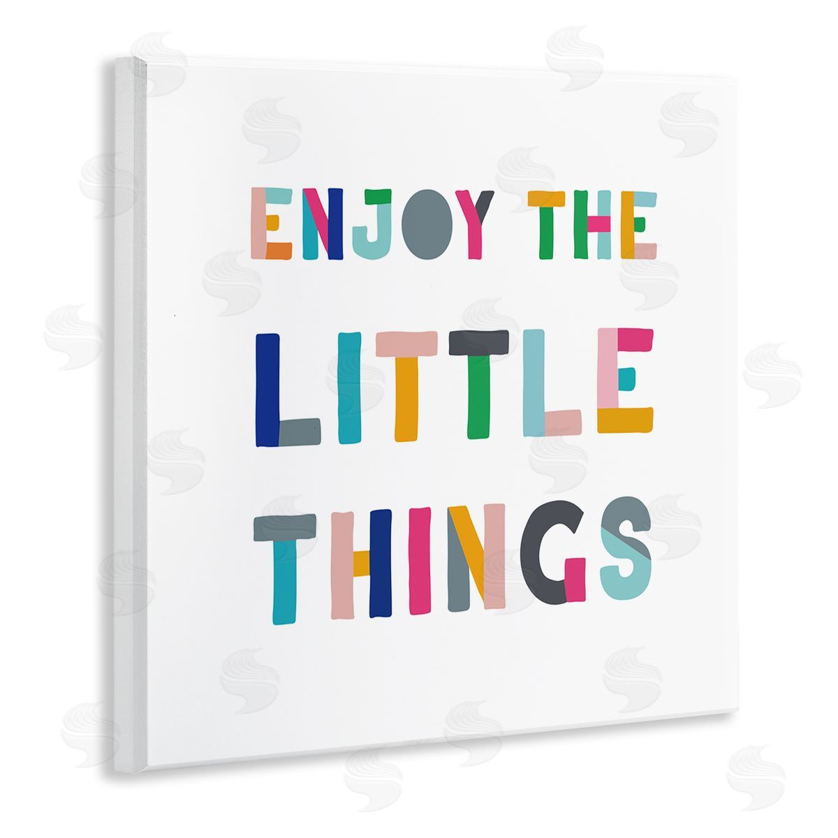 CAD Designs Enjoy Little Things Kids' Motivational Phrase Block Typography Wooden Wall Plaque Art Print