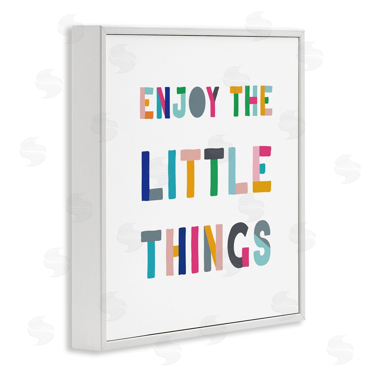 CAD Designs Enjoy Little Things Kids' Motivational Phrase Block Typography White Framed Glicee Wall Art Print