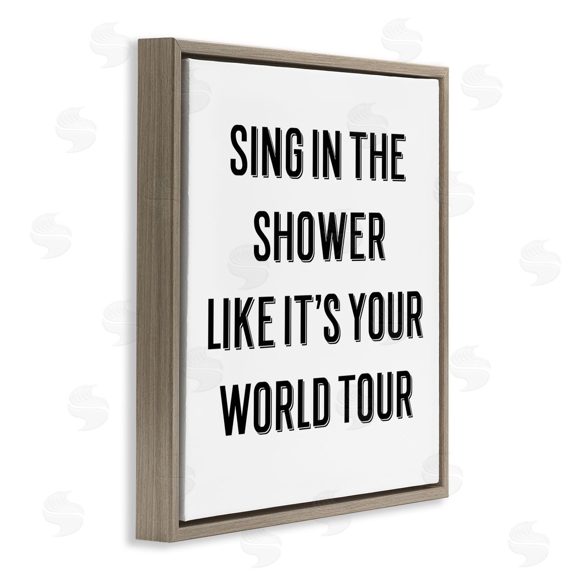 CAD Designs Sing in Shower Like World Tour Bathroom Quote Brown Floating Frame Canvas Wall Art Print