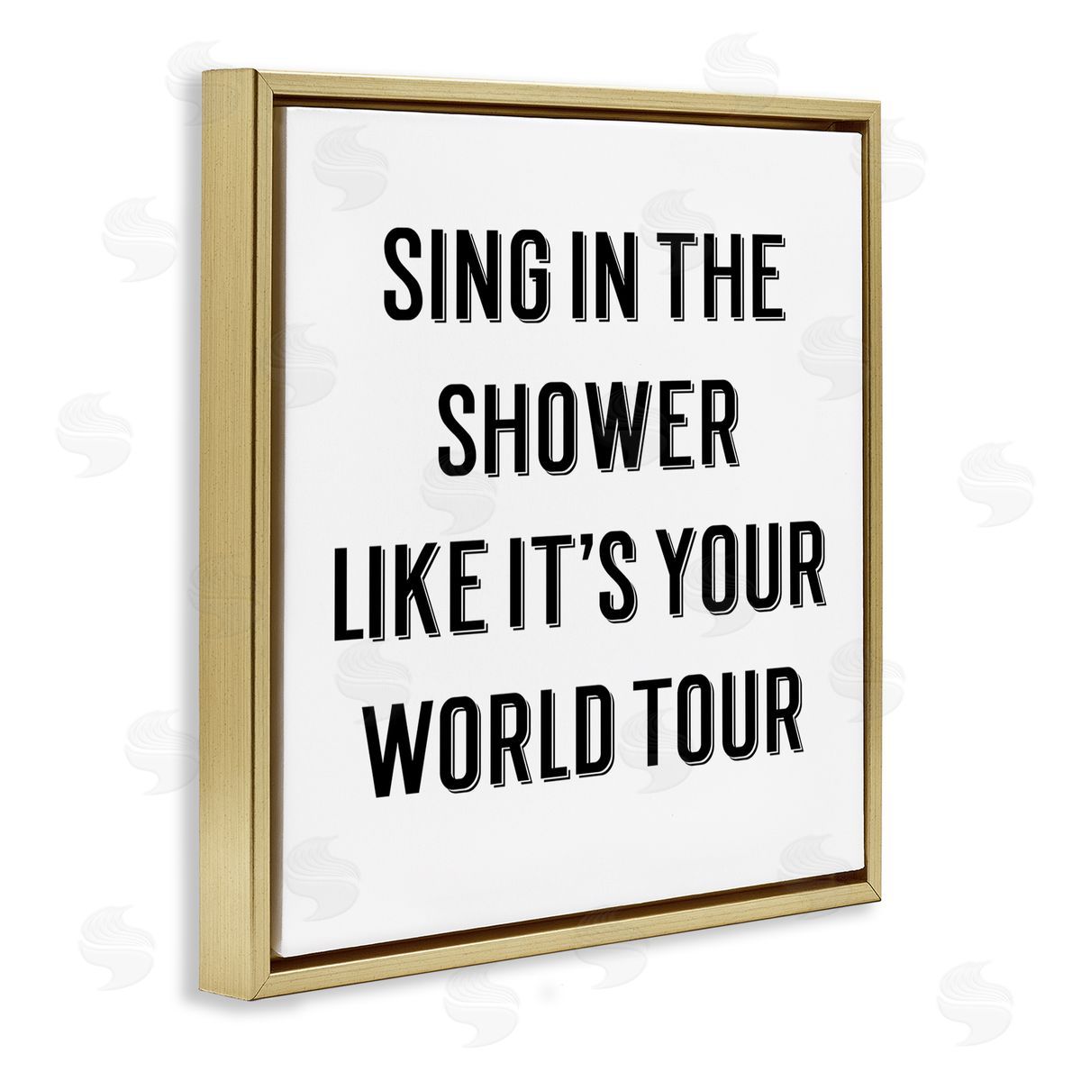 CAD Designs Sing in Shower Like World Tour Bathroom Quote Gold Floating Frame Canvas Wall Art Print