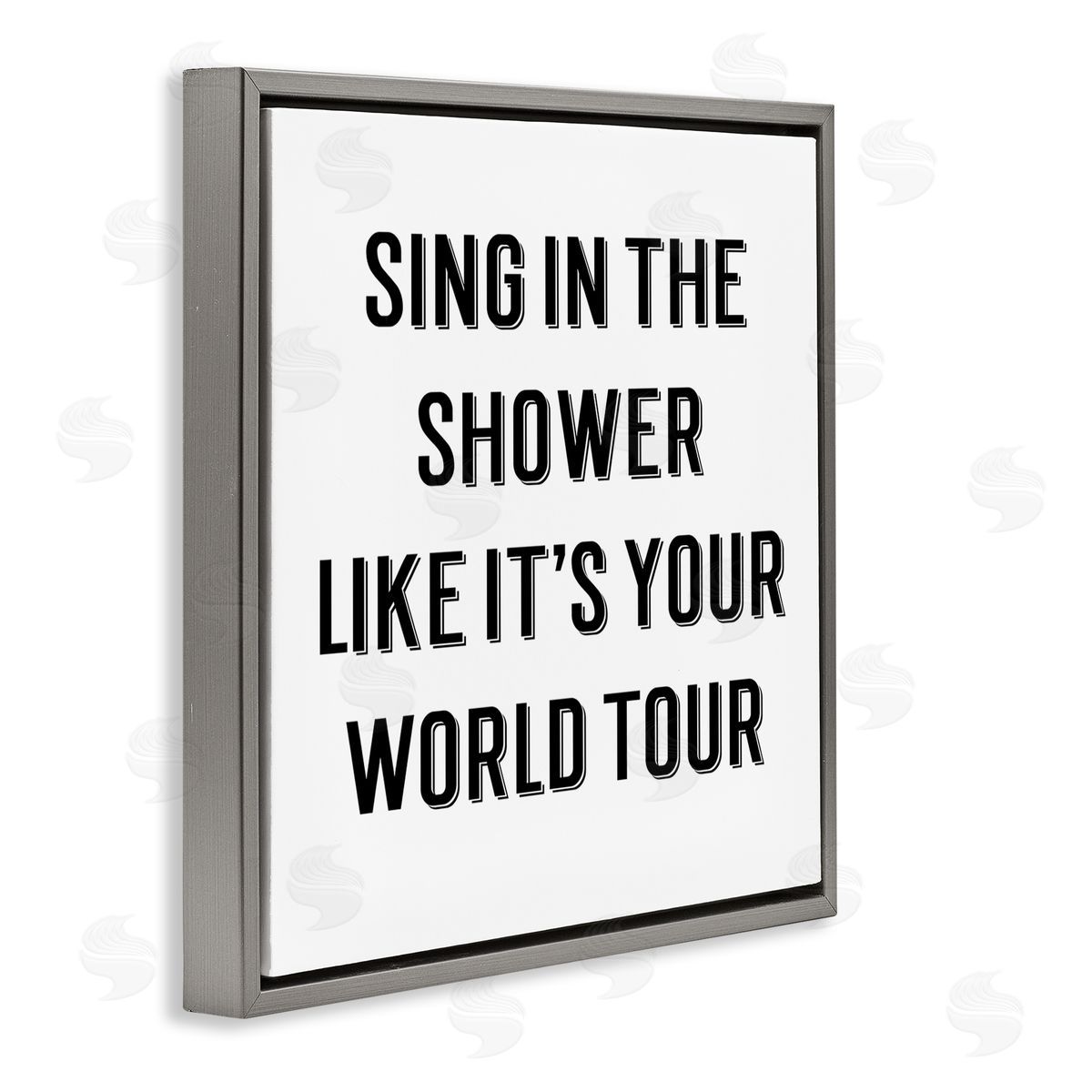 CAD Designs Sing in Shower Like World Tour Bathroom Quote Gray Floating Frame Canvas Wall Art Print