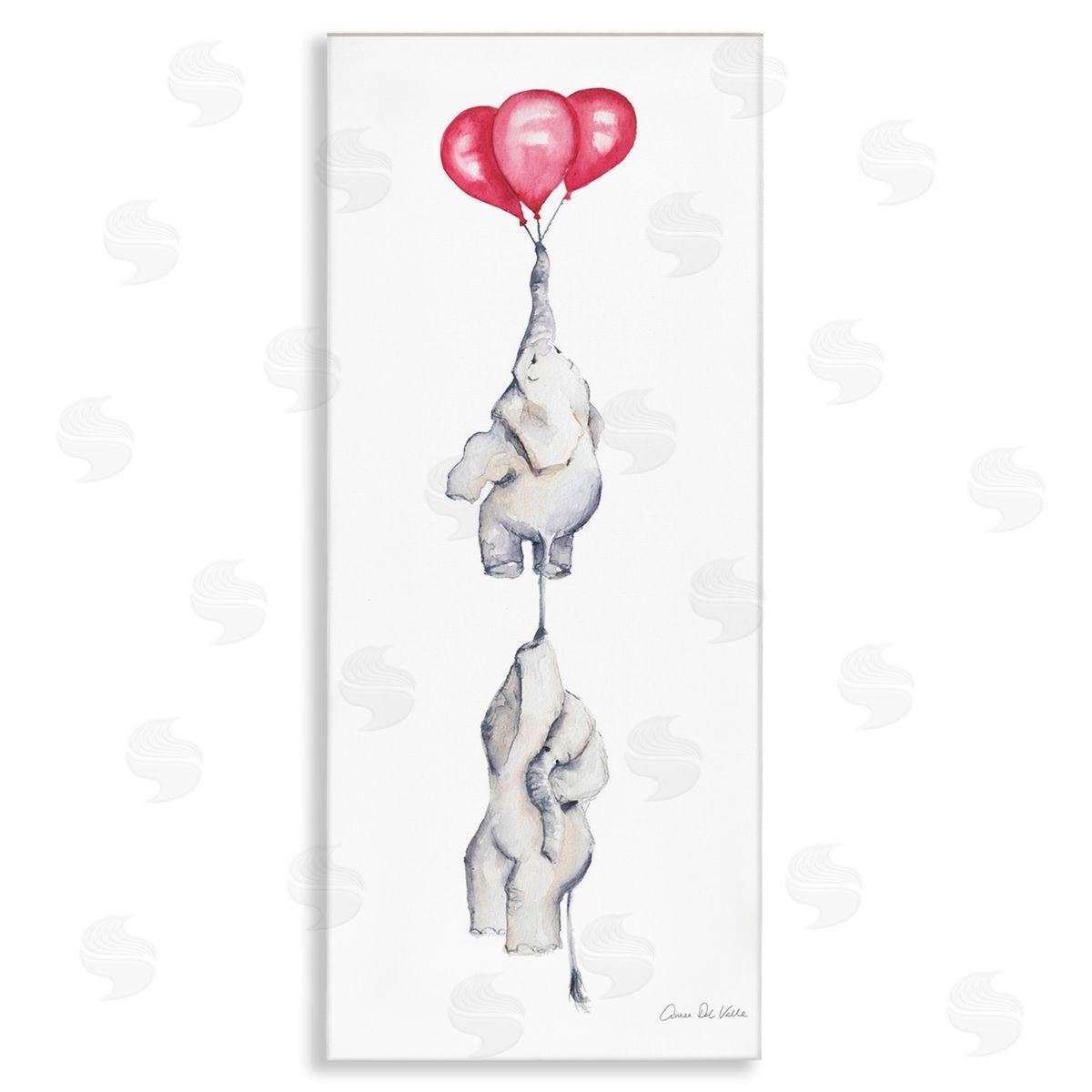 Aimee Del Valle Kids' Baby Elephants Flying with Floating Red Balloons