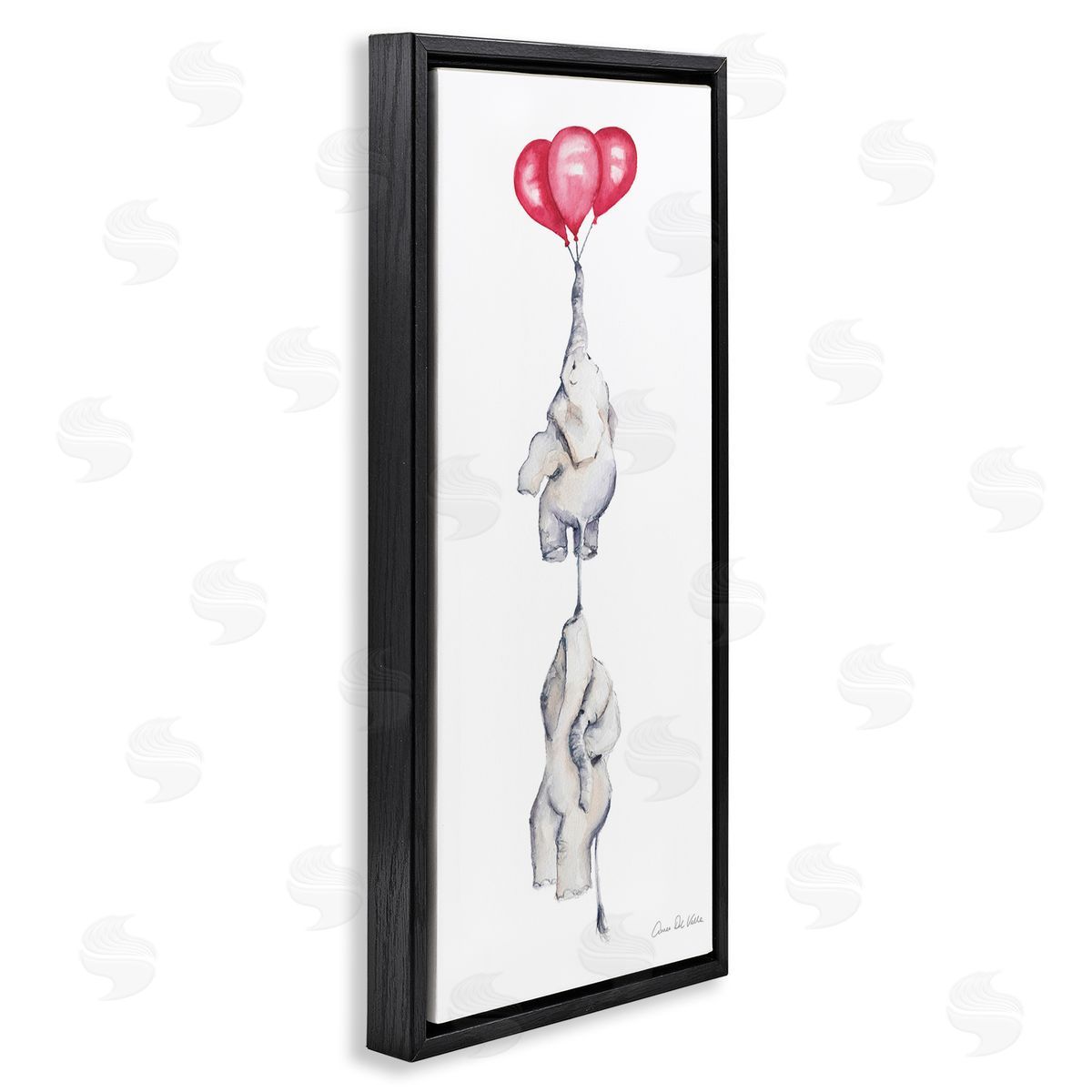 Aimee Del Valle Kids' Baby Elephants Flying with Floating Red Balloons