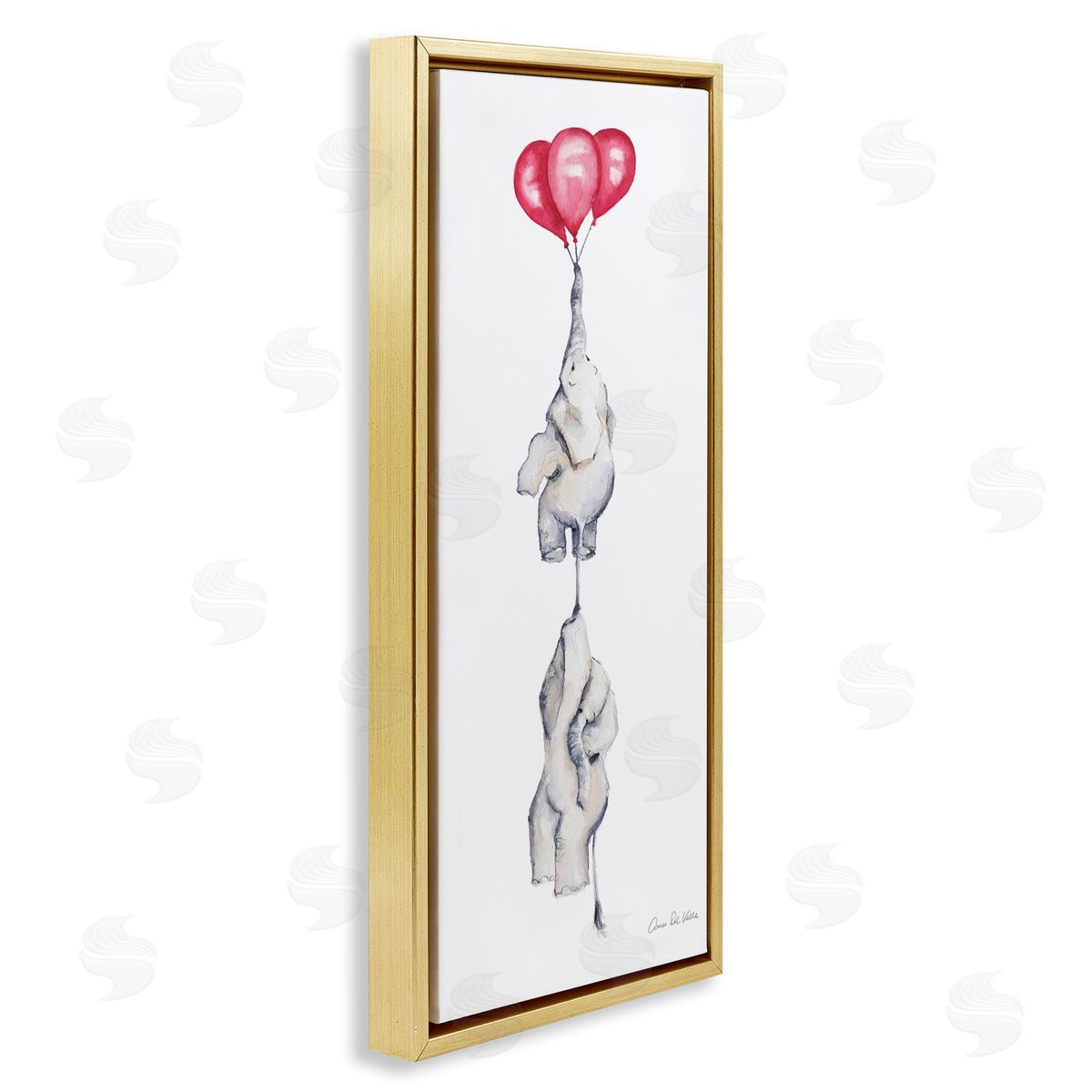 Aimee Del Valle Kids' Baby Elephants Flying with Floating Red Balloons