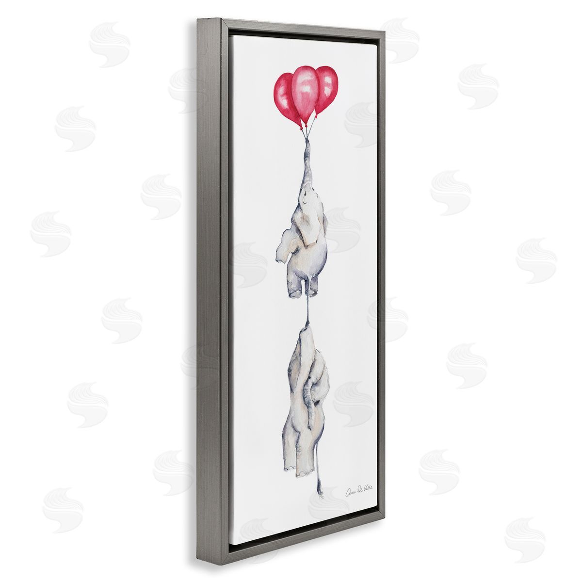 Aimee Del Valle Kids' Baby Elephants Flying with Floating Red Balloons