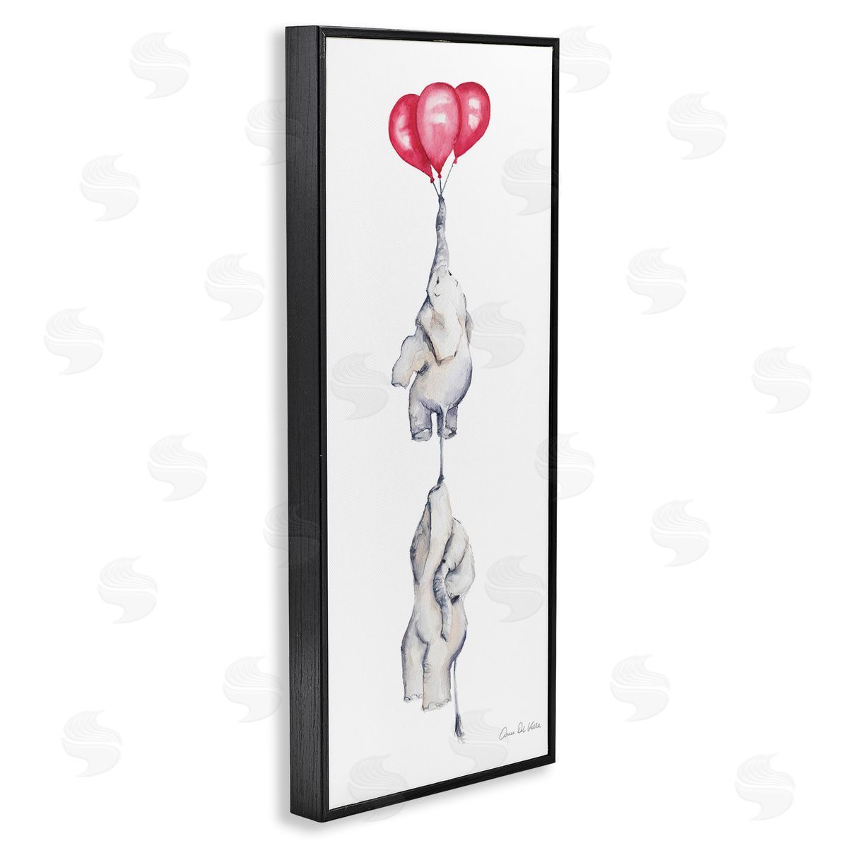 Aimee Del Valle Kids' Baby Elephants Flying with Floating Red Balloons